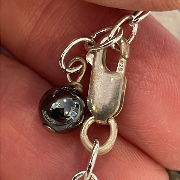 Sterling silver clasp triple layer glass bead elegant artisan made - Picture 2 of 7